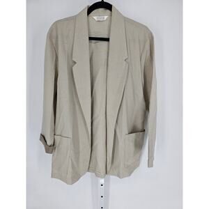 Sellecca Women's Tan Knit Roll-up Tabs Notch Collar Jacket Size 1X